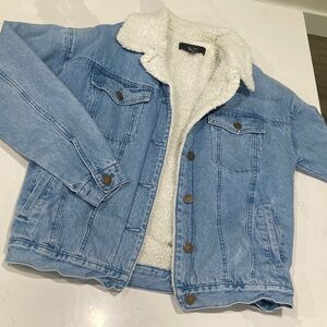 Light Blue Denim Jacket with Sherpa Lining